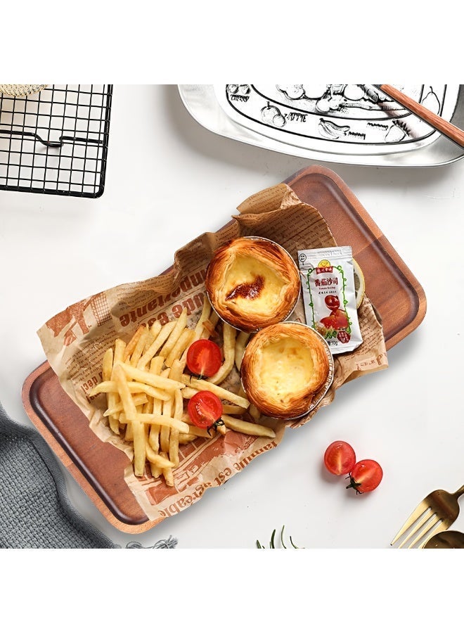 ALMiHomi Rectangular Wooden Serving Tray – Natural Wood Serving Board – 30×12cm Small Table Tray for Food, Coffee, Tea, Bread, Fruit – Kitchen & Home Decor - Image 4